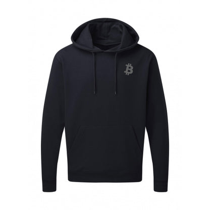 Hoodie mit Bitcoin und Zusatztext bestickt