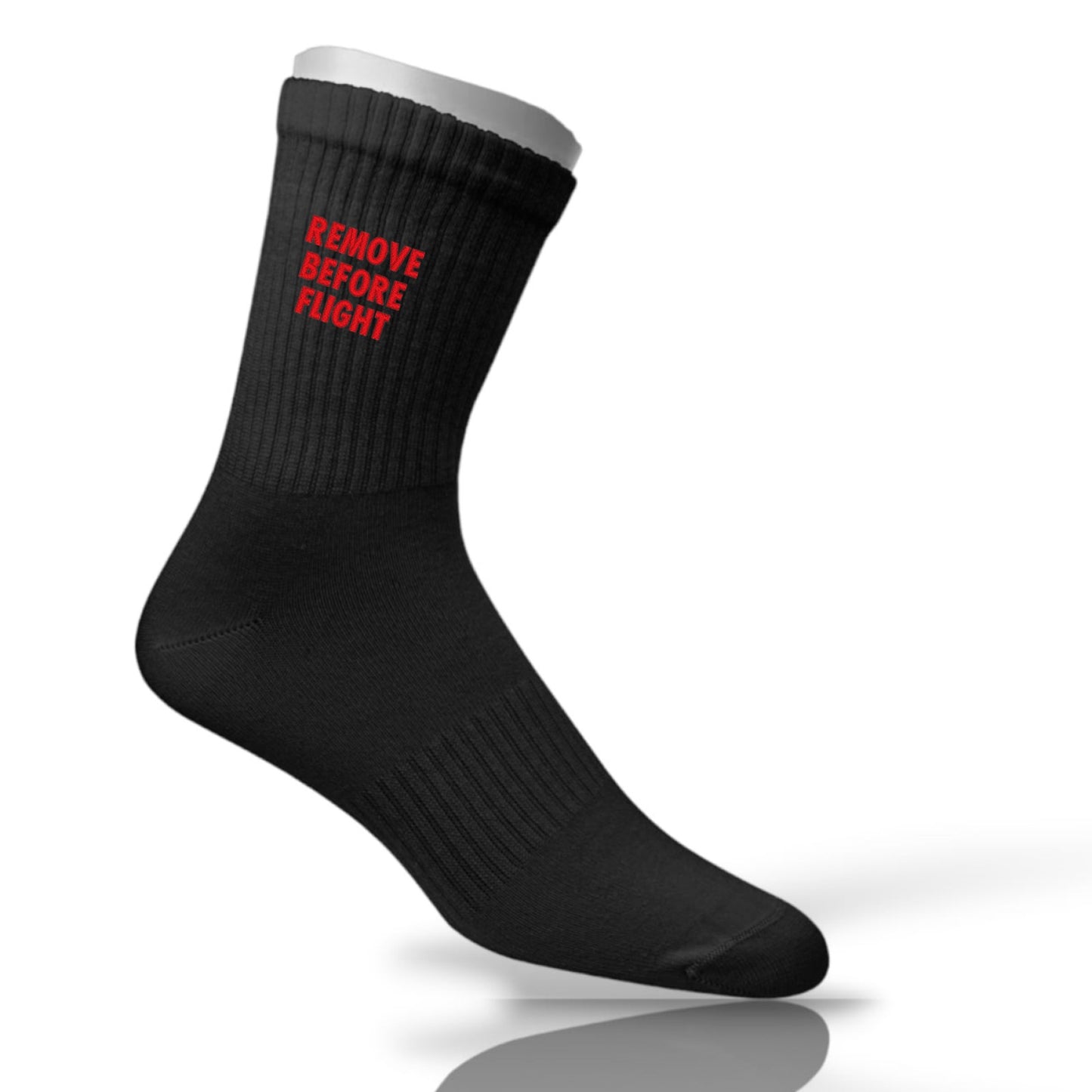 Personalisierte SOCKEN mit REMOVE BEFORE FLIGHT bestickt