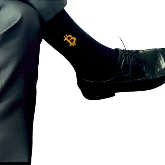 1 Paar Business-Socken mit Bitcoin-Logo und Wunschtext